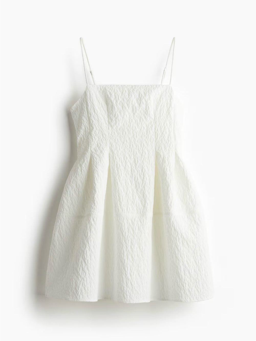 *NWT* H&M Jacquard-weave White Textured A-Line Dress with Spaghetti Straps